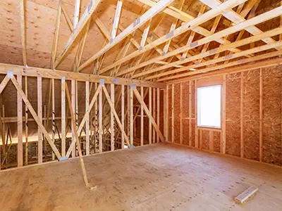 ein Holzhaus ensteht